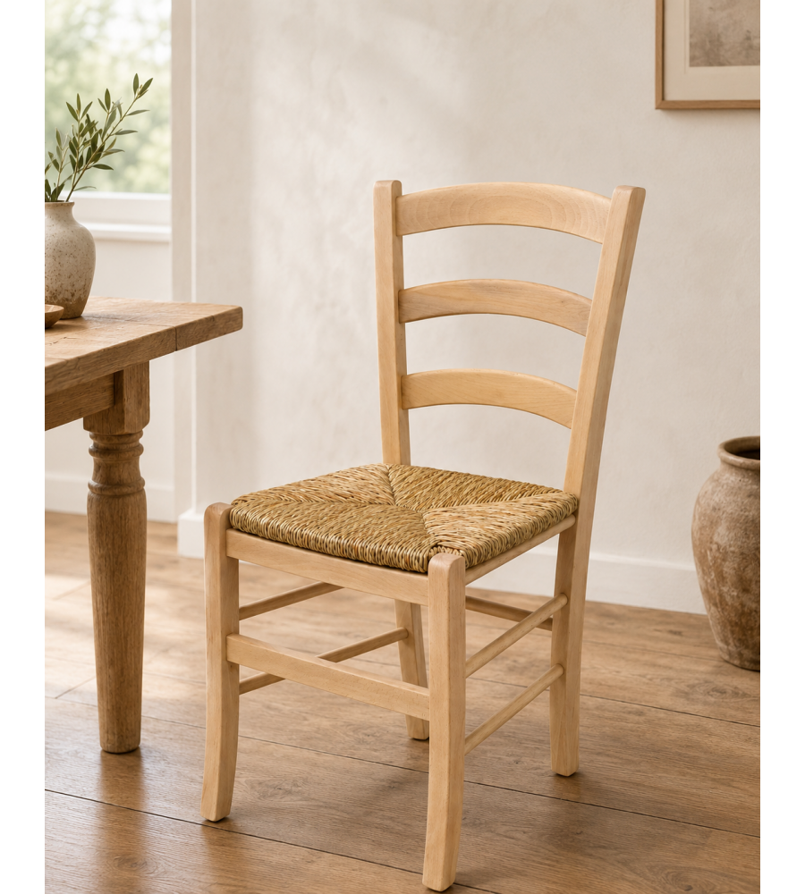 Sedia Paesana in Legno Naturale - Dimensioni 40x35 h87 cm