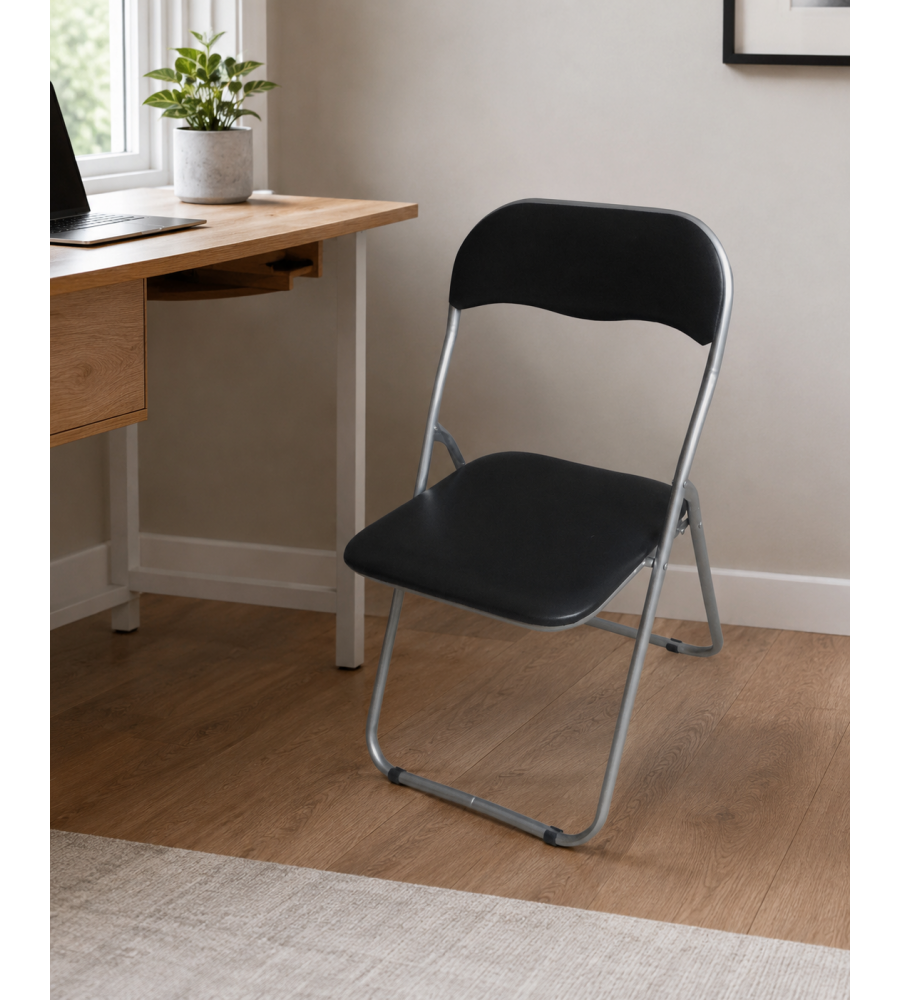 Sedia Pieghevole Imbottita Nera - Confortevole e Pratica 44x45x79 cm