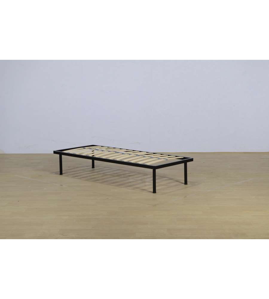 Domo Mea Rete Letto 13 Doghe in Legno e Metallo Nero - 80x190 cm