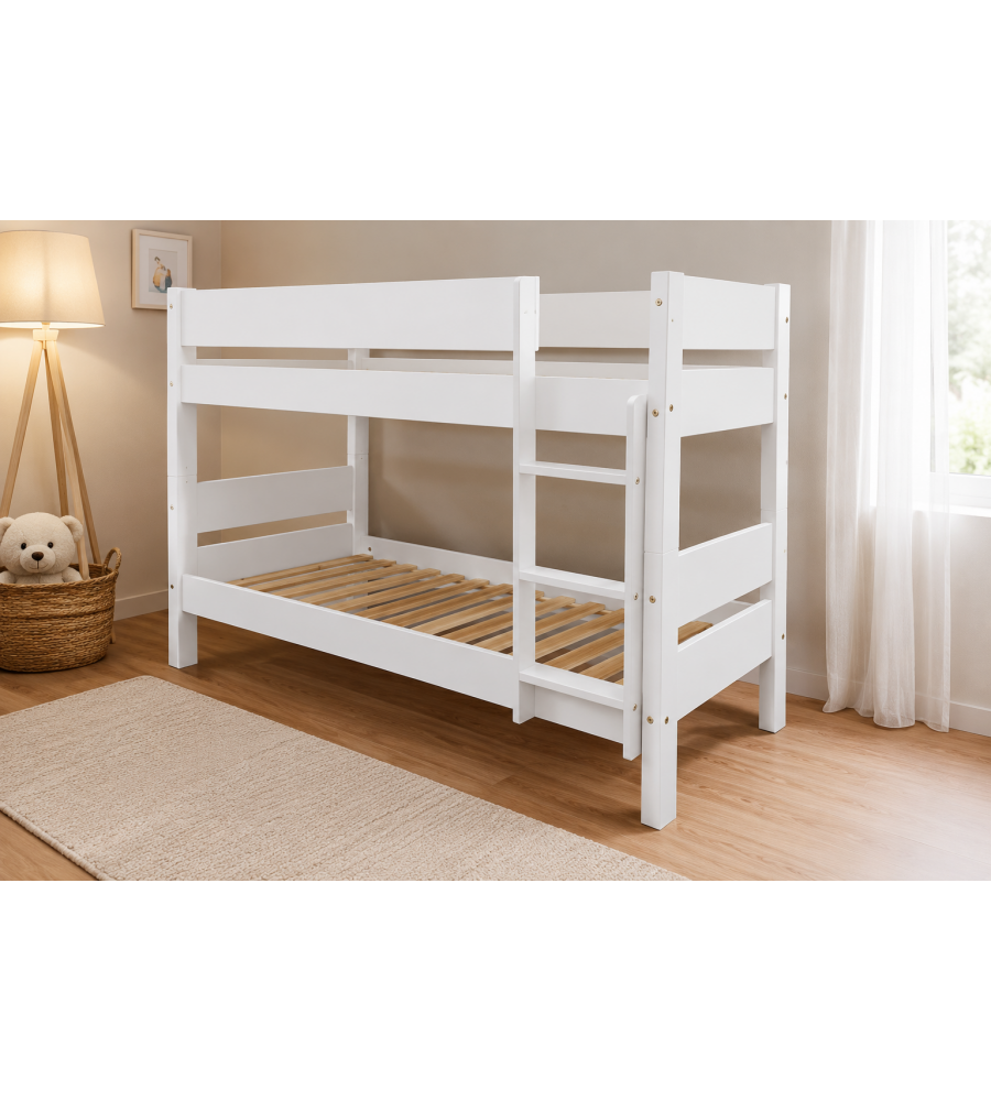 Domo Mea Letto a Castello in Legno Bianco - 199x89.5 cm