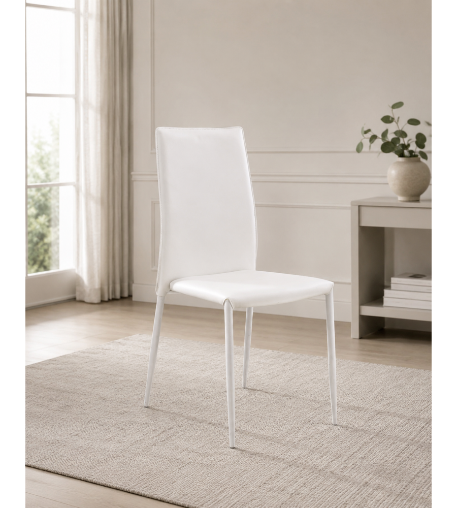 Sedia in Ecopelle Bianco - Design Moderno e Confortevole 45x50x90 cm