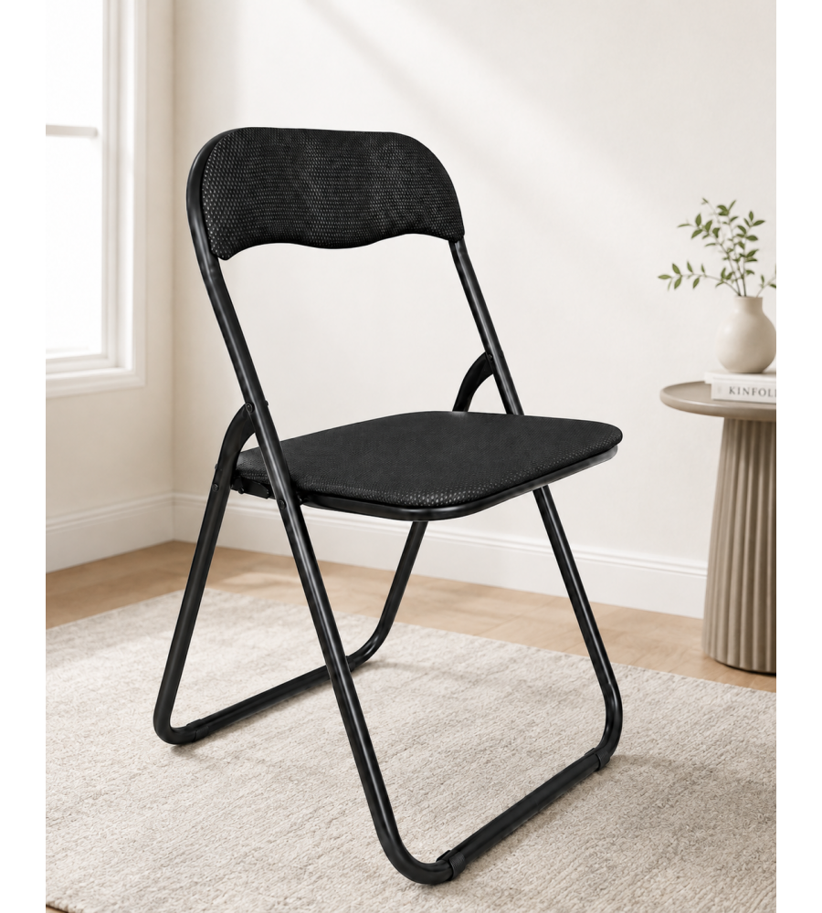 Domo Mea Sedia Pieghevole Salvaspazio - Tessuto Rete Nero - 44x45x79cm