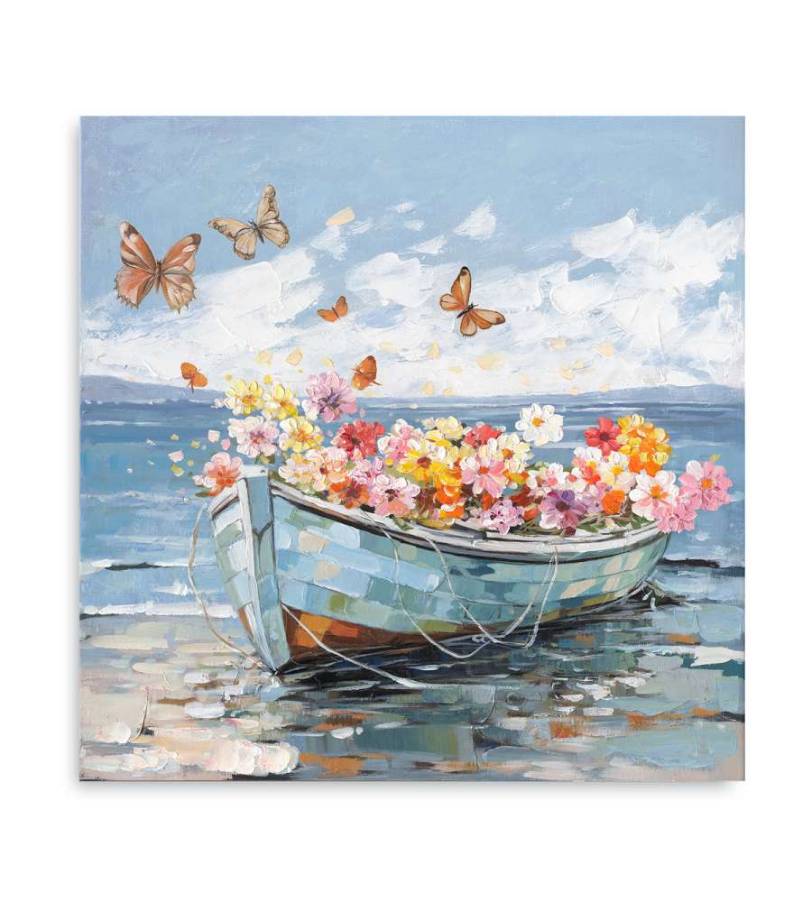 Domo Mea Dipinto Decorativo su Tela - Barca - 30 x 30 cm