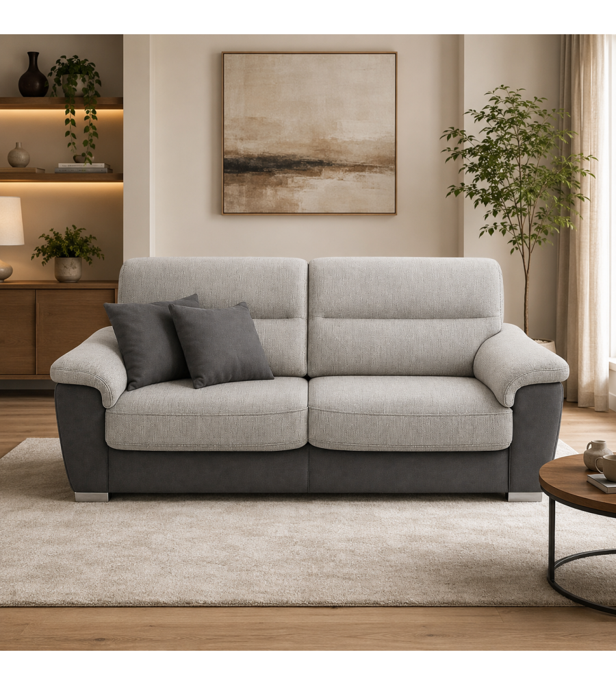 Divano Flora 3 posti Grigio Chiaro Antracite 210x97x95 cm
