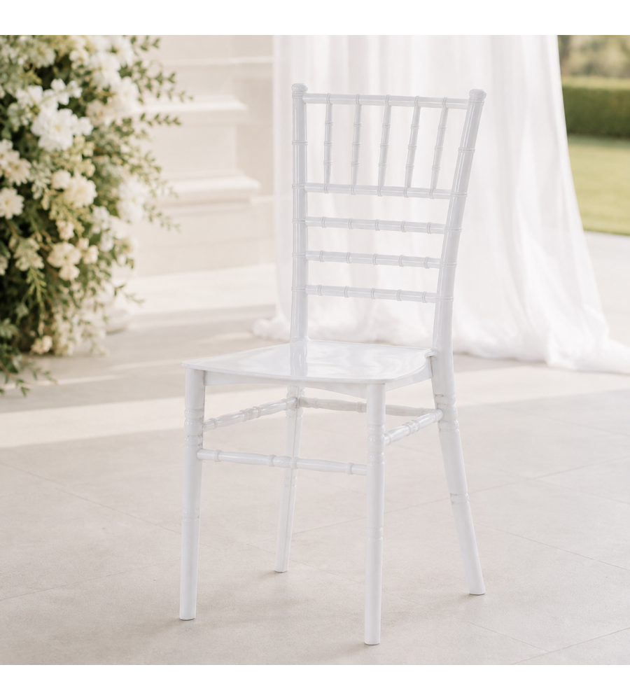 Domo Mea Sedia Bride Bianca in Resina per Cerimonie 41,2x49,7x89 cm