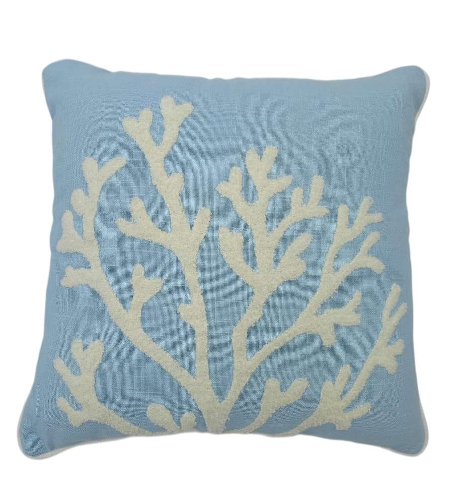 Domo Mea Cuscino Decorativo Azzurro 45x45 cm con Motivo Corallo