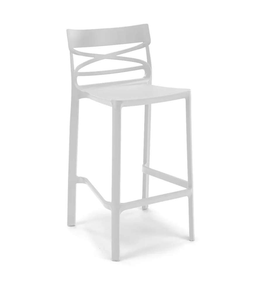 Domo Mea Sgabello Flow alto bianco in tecnopolimero 49,5x51x101 cm resistente