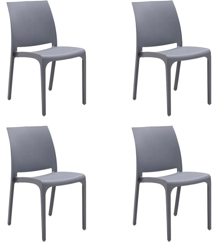 Sedia set 4 pz in resina impilabile made in Italy design per interno esterno SOFIA Grigio chiaro