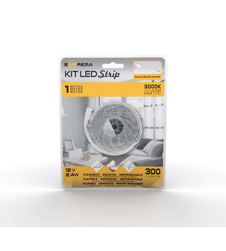 Suprema Striscia Led Flessibile Adesiva 2,4W Luce Calda 300lm - 1m