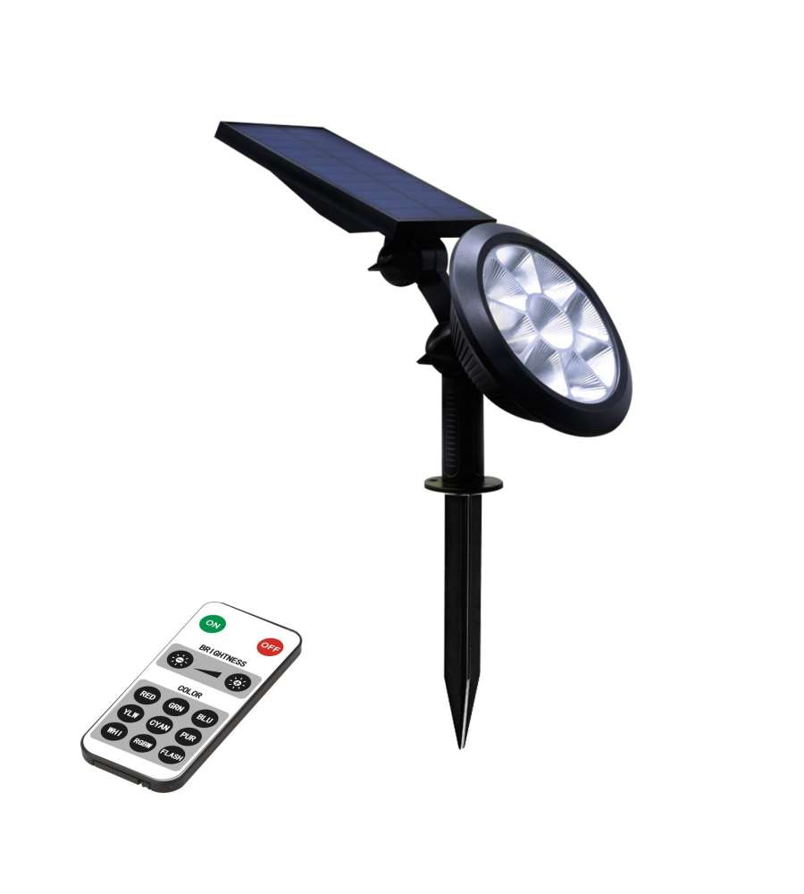 Suprema Picchetto Solare RGB con Sensore Crepuscolare Nero 150 lumen