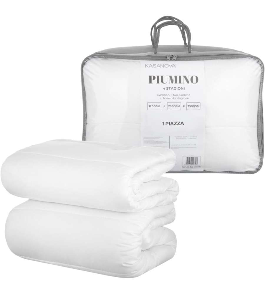 Piumino Singolo 4 Stagioni Bianco 155x200 cm - 350 GSM
