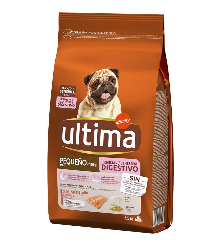 Ultima Crocchette Mini Sensitive 1,5 kg - Salmone e Riso per Cani
