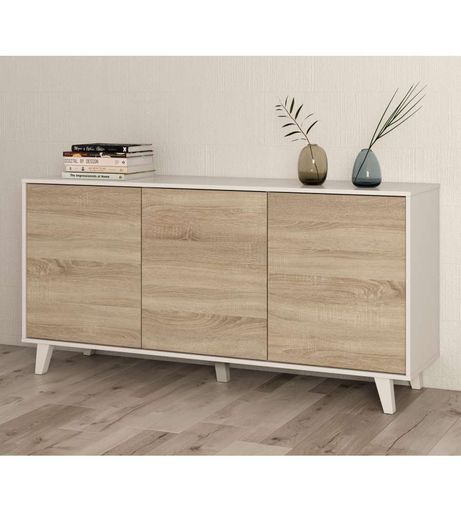 Credenza 3 ante bianco/rovere Zaiken Plus