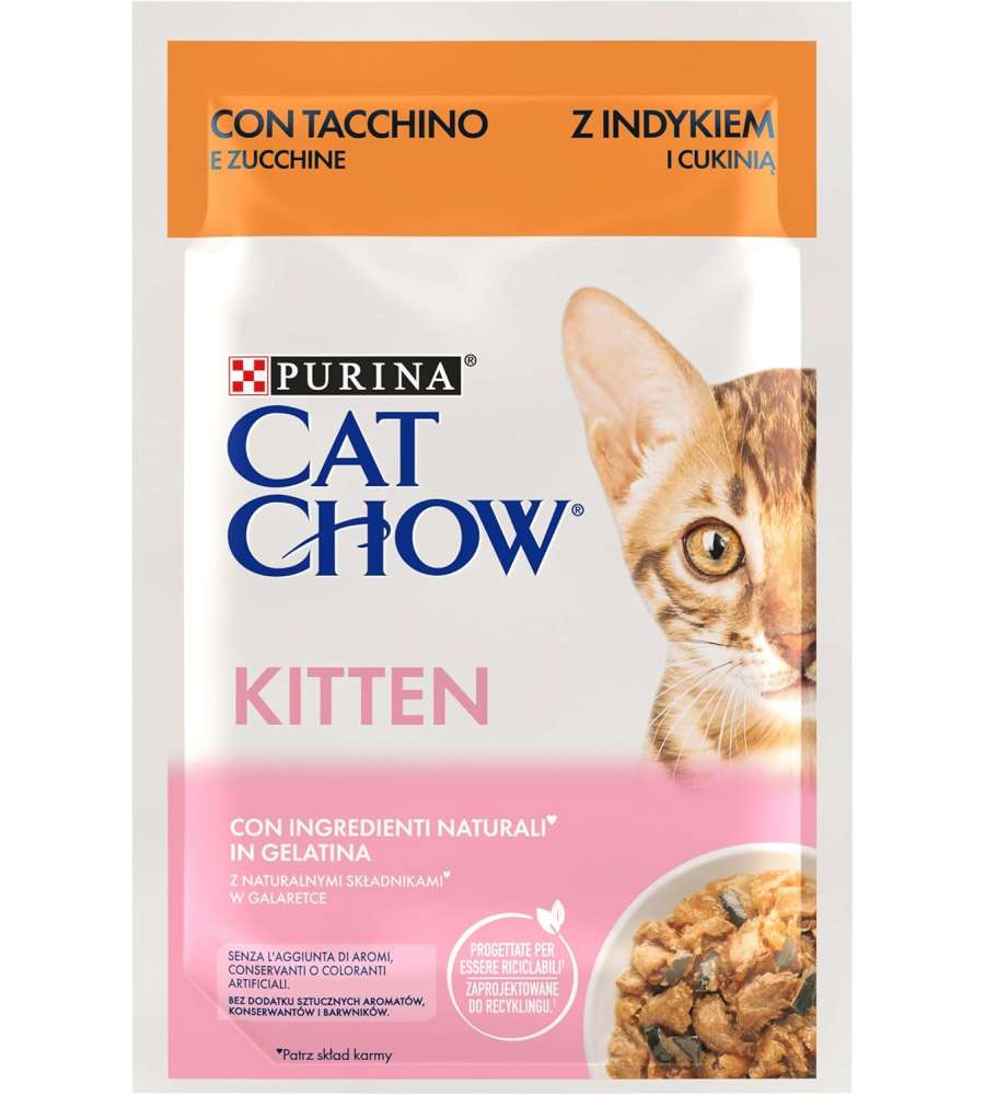 Purina Cat Chow Cibo Umido Gattino Tacchino Zucchine Busta 85 g