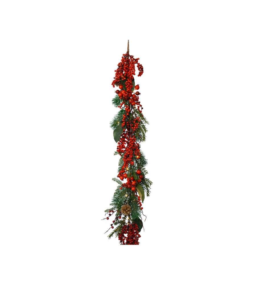 Ghirlanda decorazione pigne e bacche 9x15x176 cm