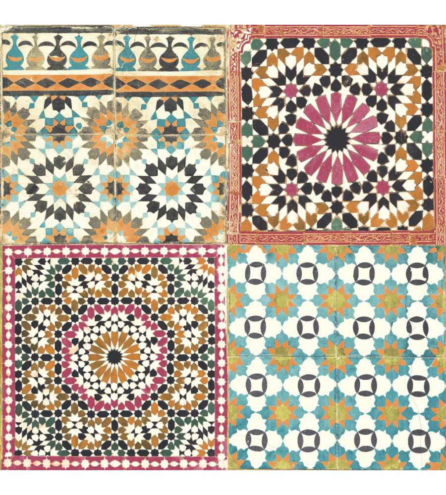 DUTCH WALLCOVERINGS Carta da Parati Mattonelle Marocco Multicolore