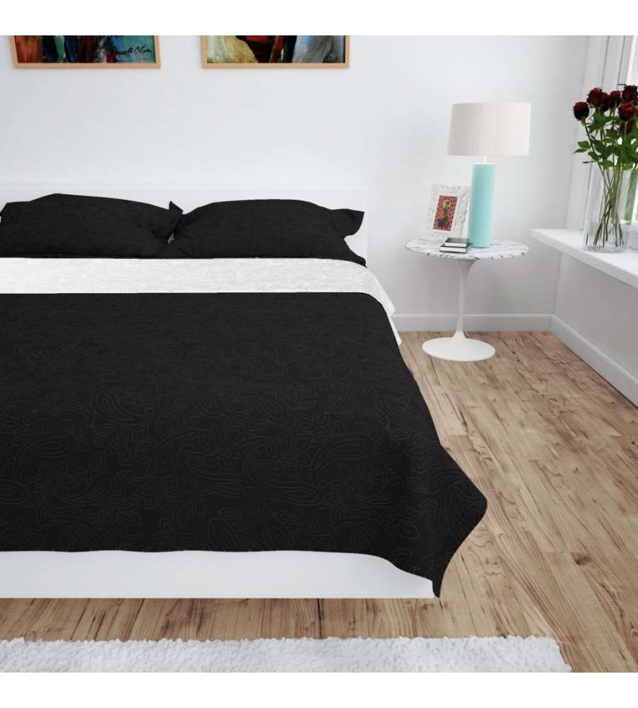 Copriletto Double-Face Trapuntato 220x240 cm Nero e Bianco