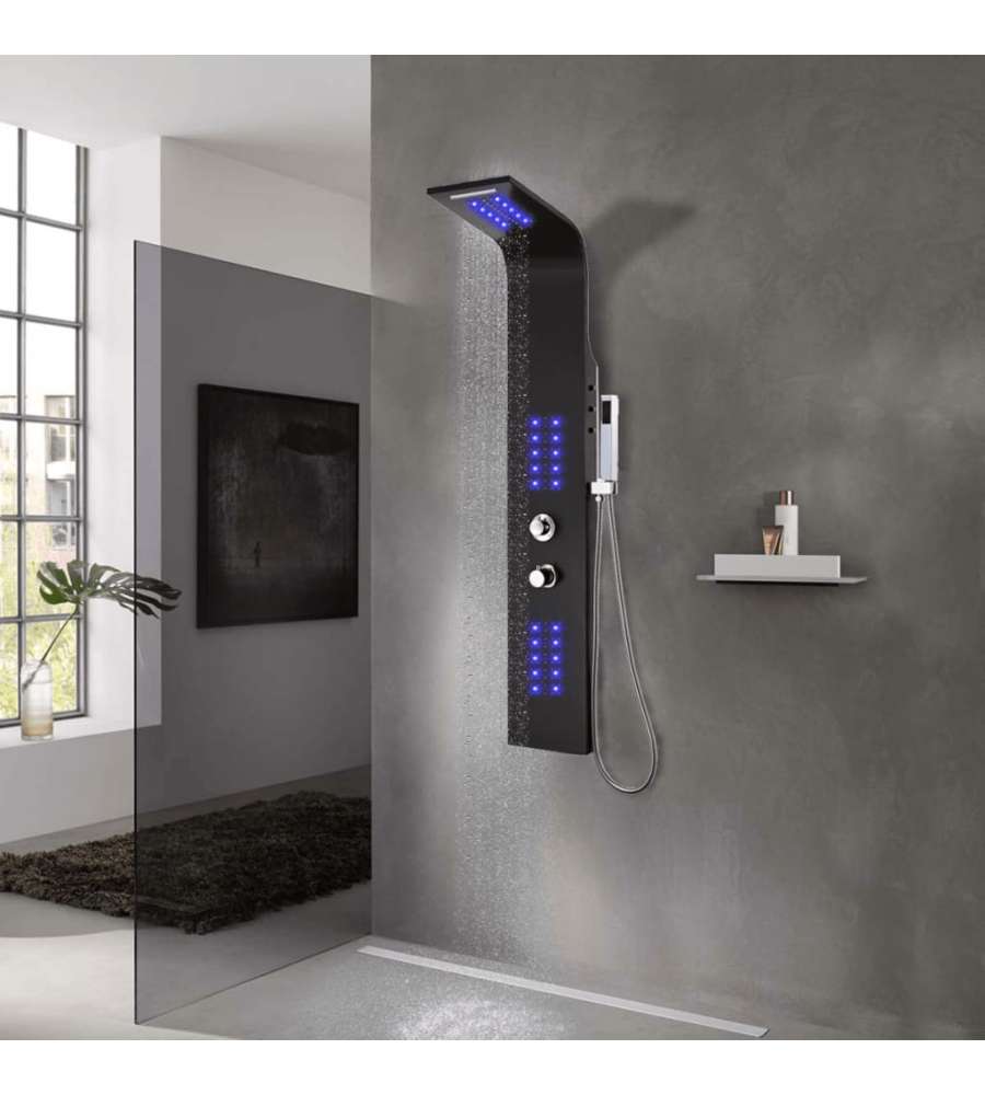 Colonna Doccia in Alluminio 20x44x130 cm Nero