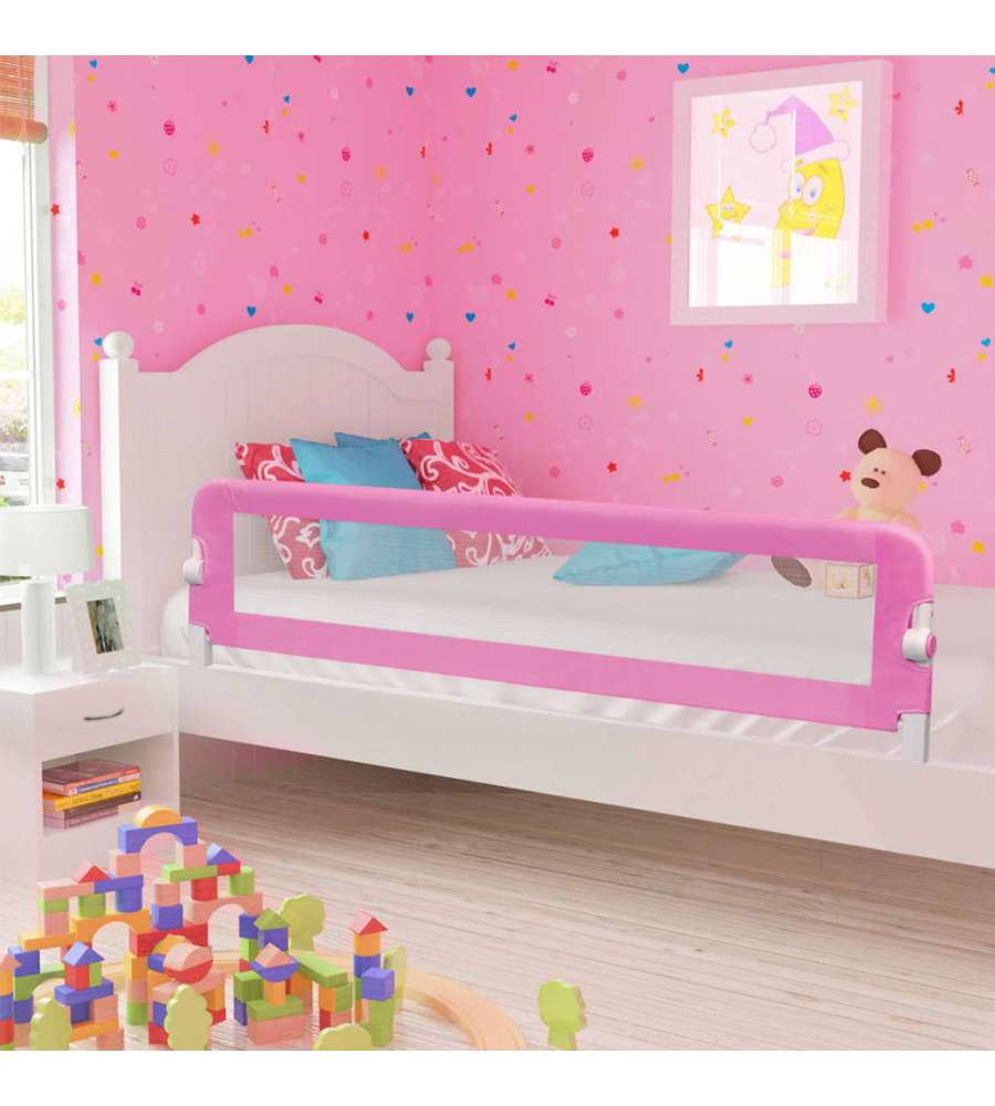 Sponde Letto di Sicurezza per Bambini Rosa 180x42cm Poliestere