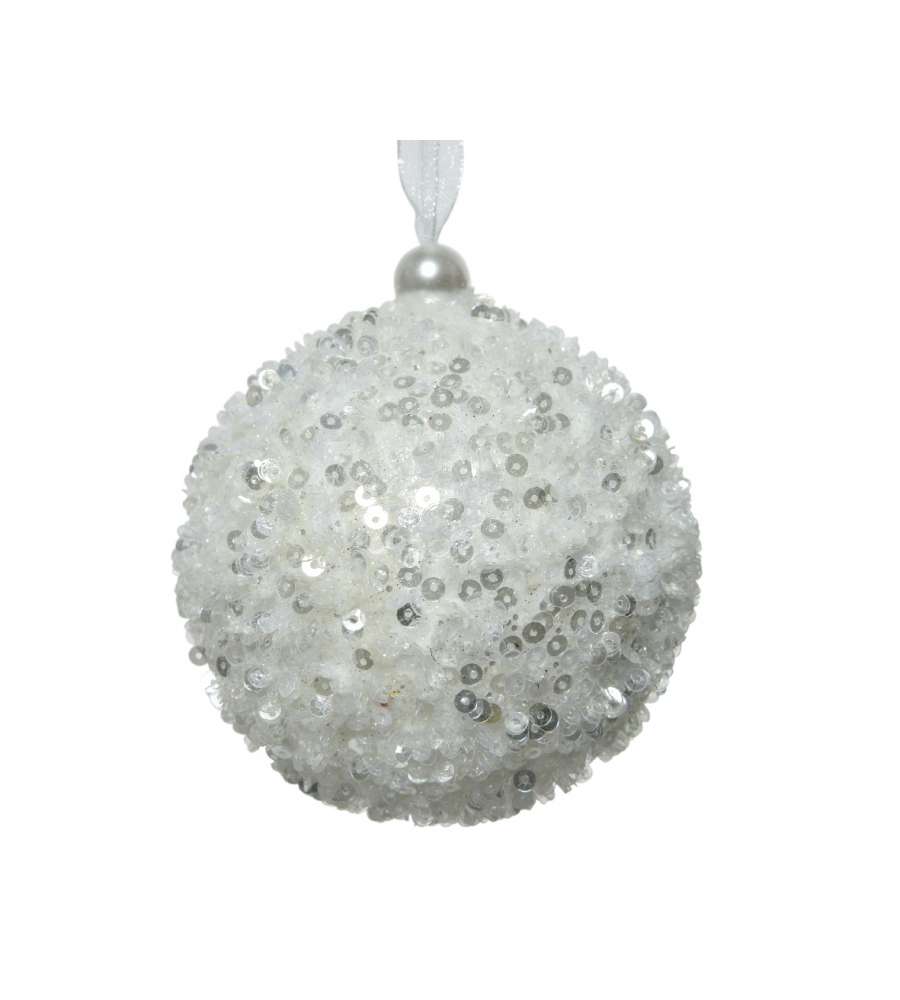 Sfera bianca glitter e paillettes