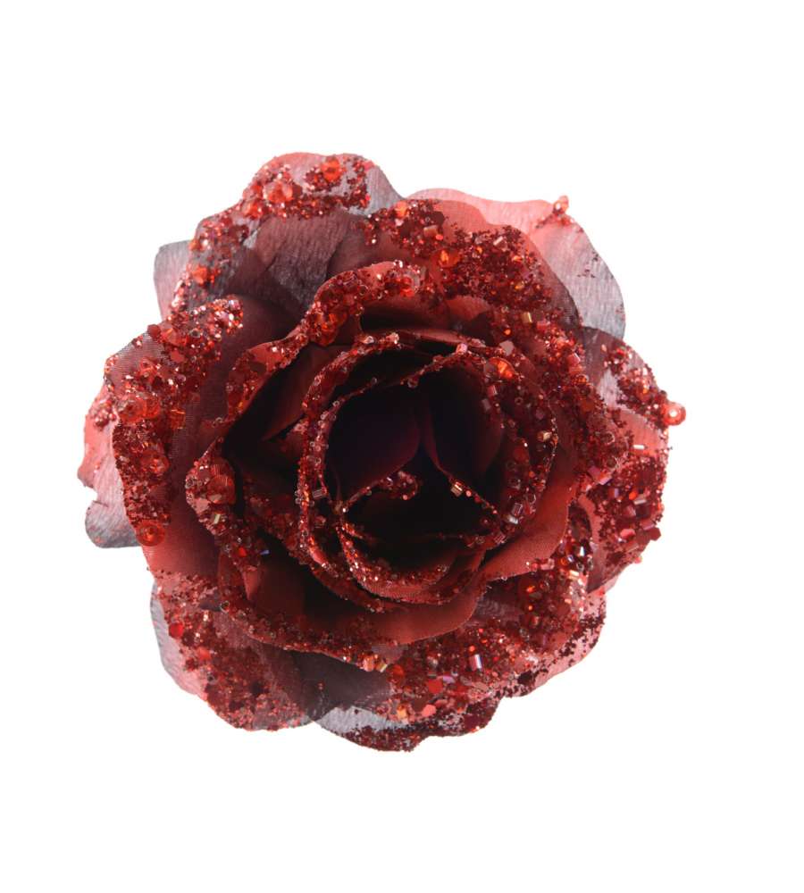 Clip rosa rossa glitterata