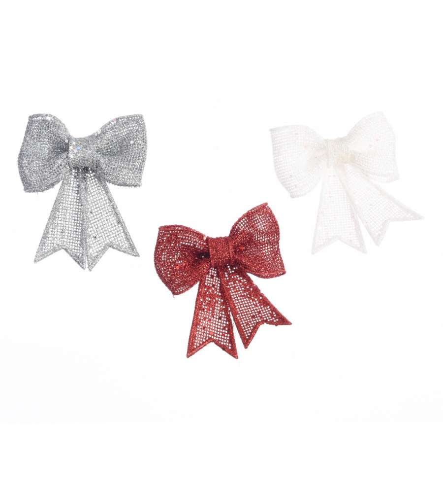 Set 3 fiocchi assortiti Silver rosso e bianco