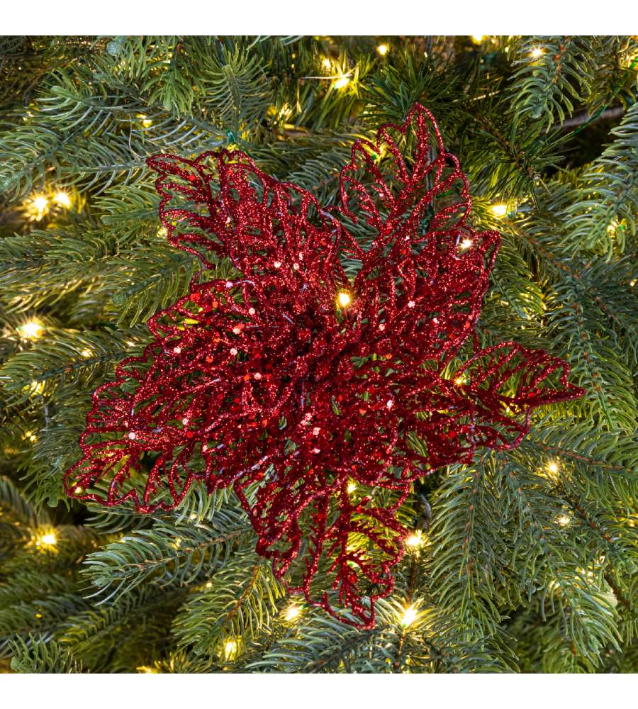 Clip stella di Natale rosso glitter