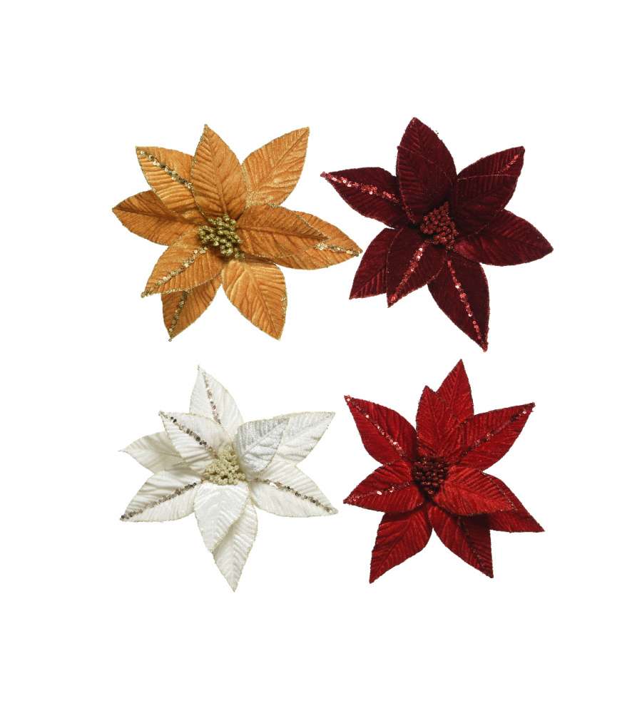 Clip stella di Natale effetto velluto Colori Assortiti
