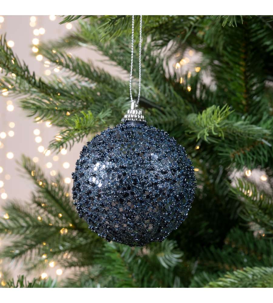 Sfera infrangibile glitter blu 8cm