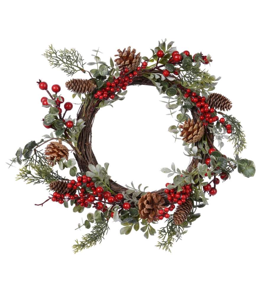 Fuori porta pigne bacche rosse 40 cm