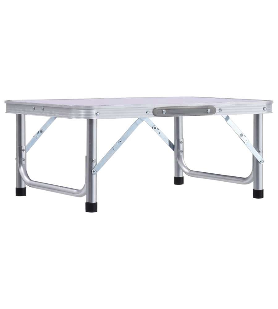 Tavolo Pieghevole da Campeggio Bianco in Alluminio 60x45cm