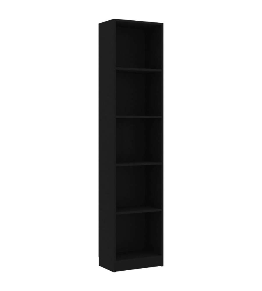 Libreria a 5 Ripiani Nera 40x24x175 cm in Truciolato