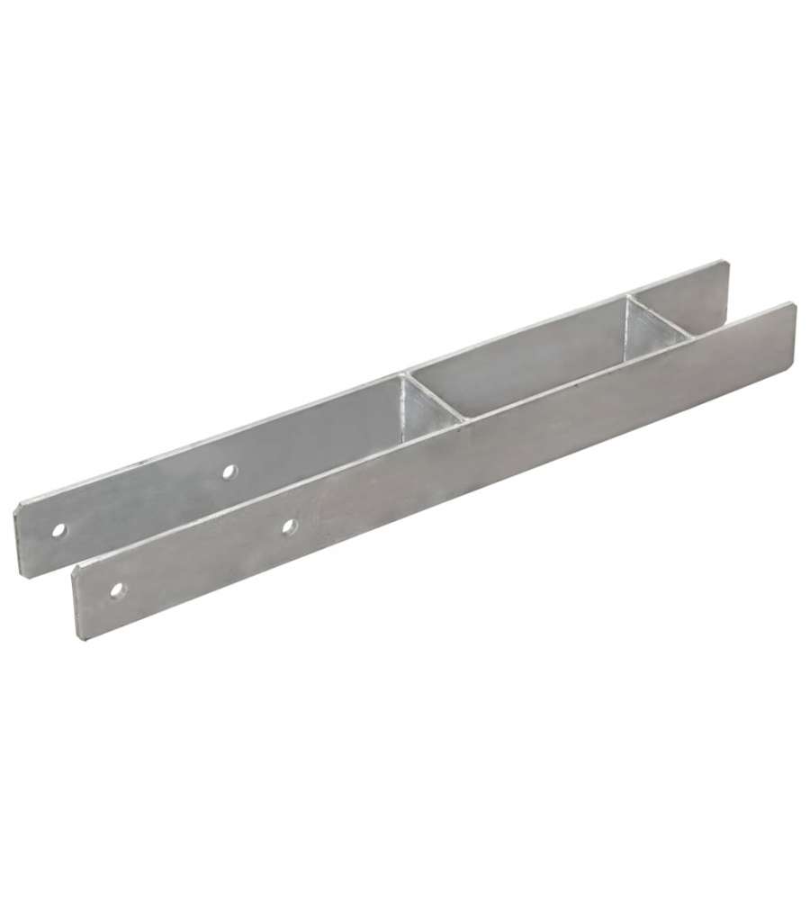 Picchetti per Recinzione 2 pz Argento 7x6x60 cm Acciaio Zincato