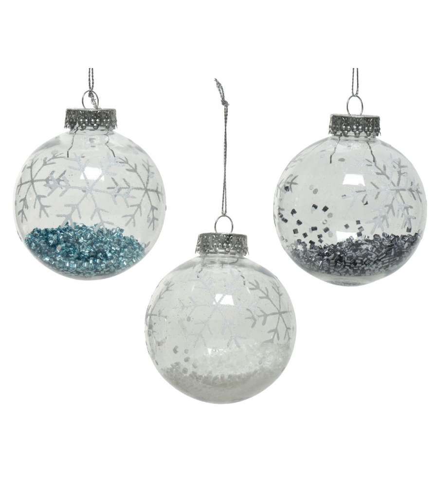 Sfera trasp.decorazione glitter colori  assortiti diam. mm 80