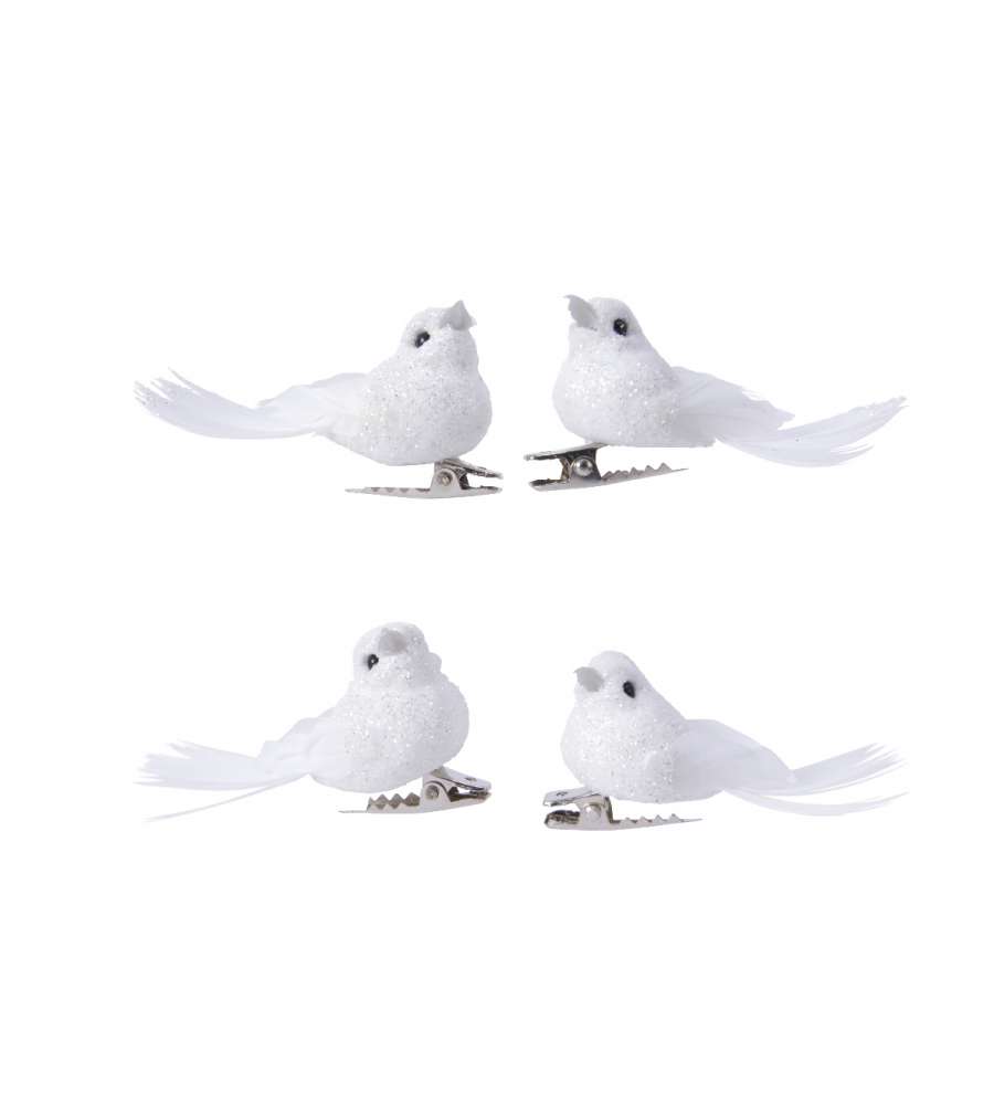 Decoro natale uccellino con clip bianco