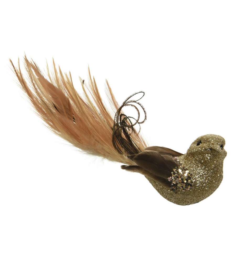 Decoro uccellino 4x17x4,5 cm colori oro