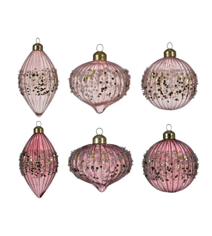 Sfera decorazione glitter forme assortite rosa