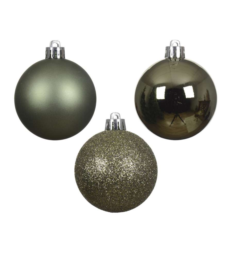 Set 10 sfere natalizie verdi finiture assortite