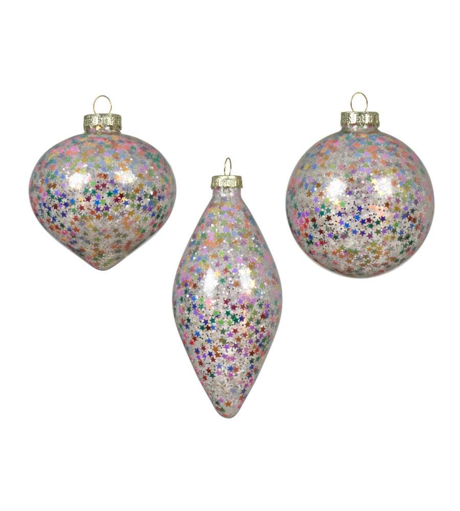 Sfera Natalizia trasparente con lustrini multicolor