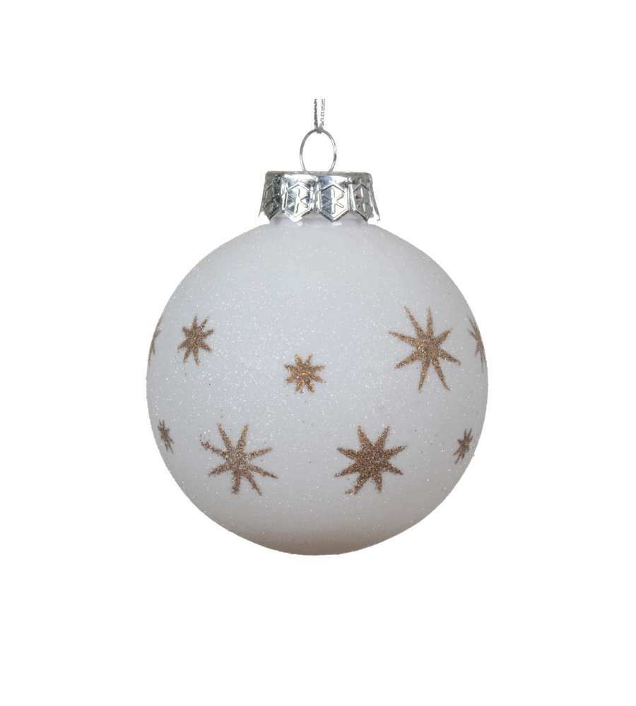 Sfera Natalizia bianca con stelle oro