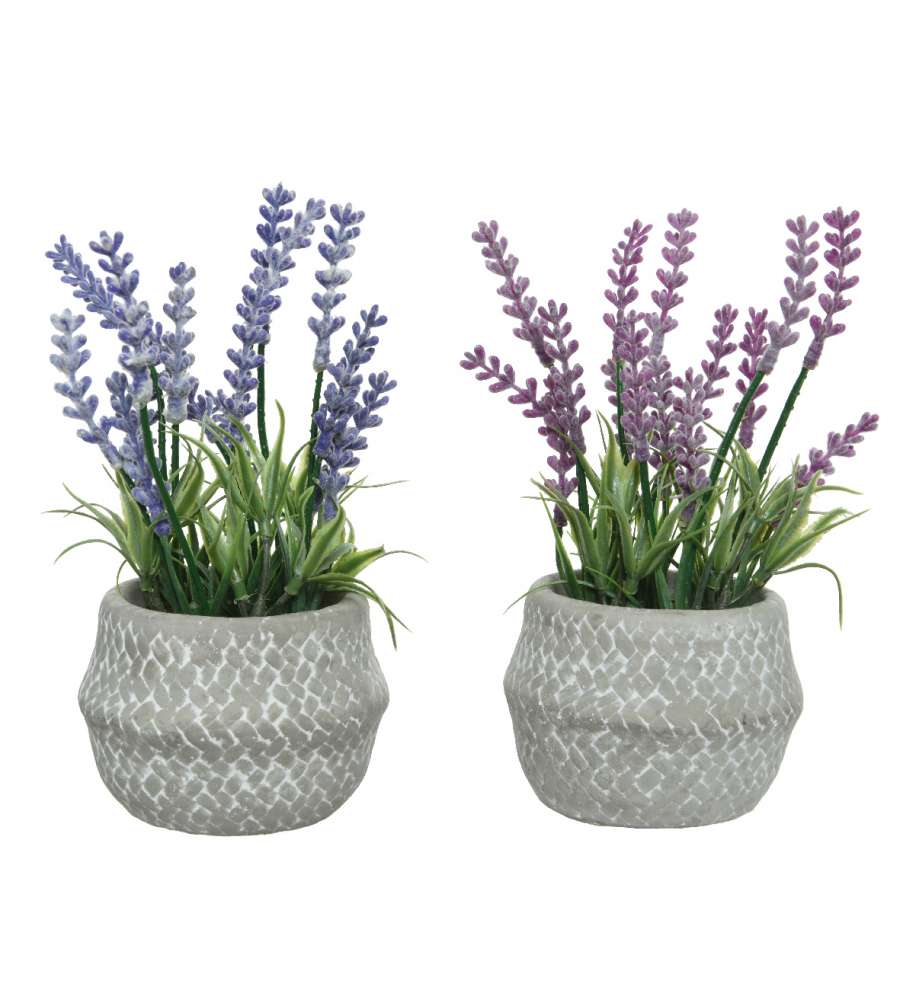 Lavanda artificiale vaso cemento 7x7x h18cm Colori assortiti