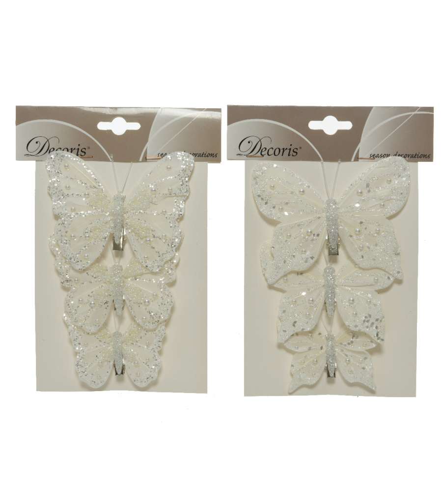 3 clips farfalla misure assortite bianche