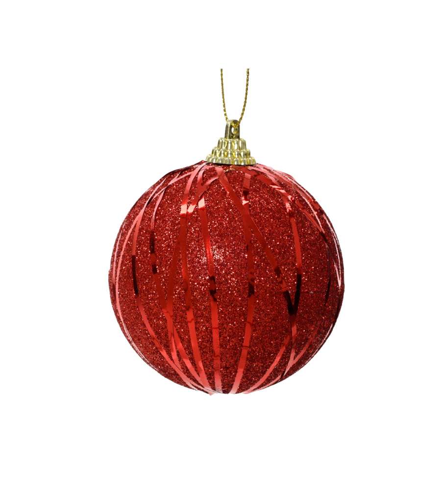 Sfera Natalizia Total Red glitter e paillettes