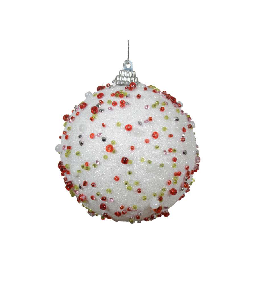 Sfera bianca con perline multicolore