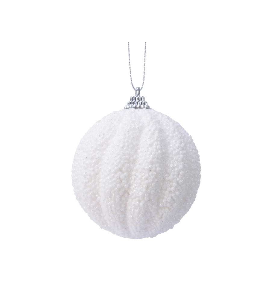 Sfera natalizia bianca con micro sfere in risalto