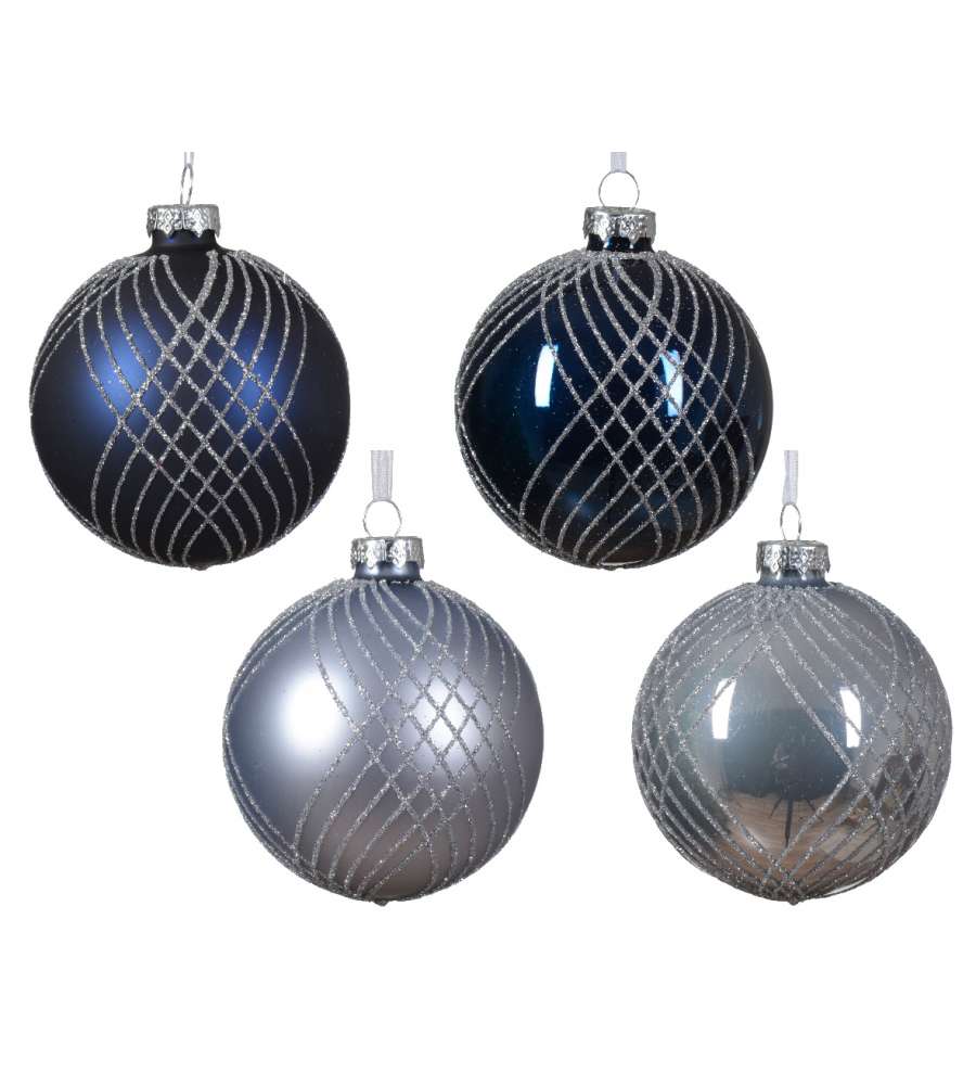 Sfera di Natale con linee silver 8cm