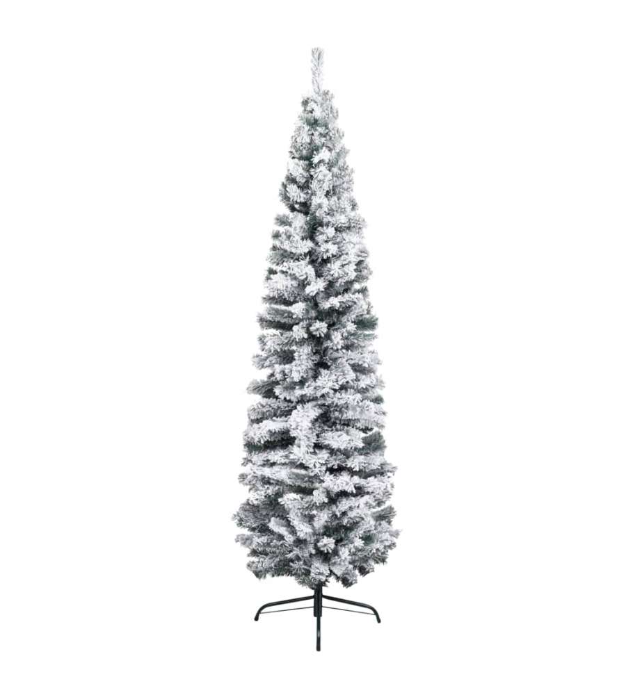 Albero di Natale Artificiale Sottile con Neve Verde 210 cm PVC