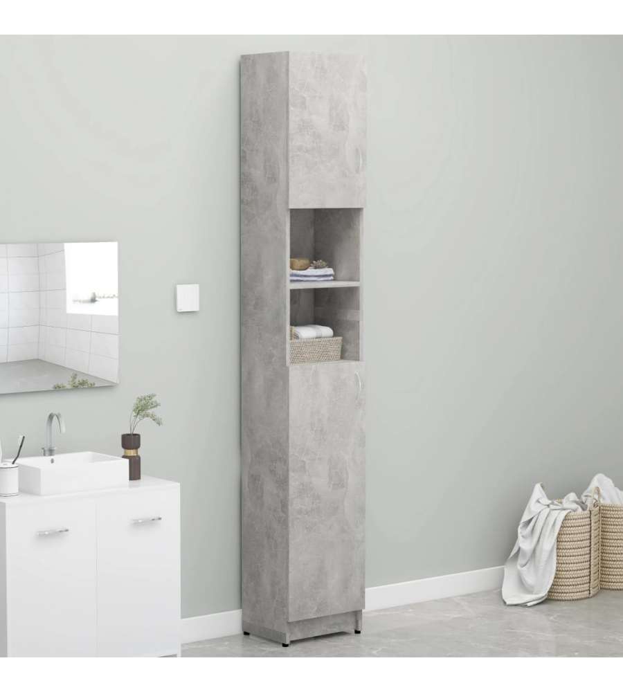 Armadio da Bagno Grigio Cemento 32x25,5x190 cm in Truciolato