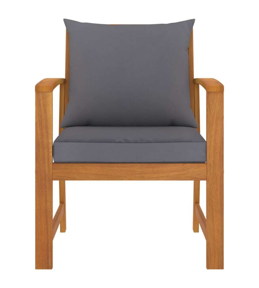 Sedie da Giardino e Cuscini Grigio Scuro 2 pz Massello Acacia  311832