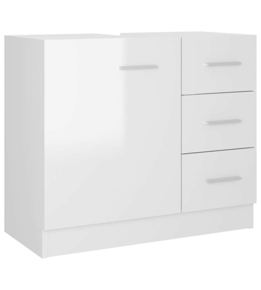 vidaXL Mobile Sottolavabo Bianco Lucido 63x30x54 cm - Mobili Bagno